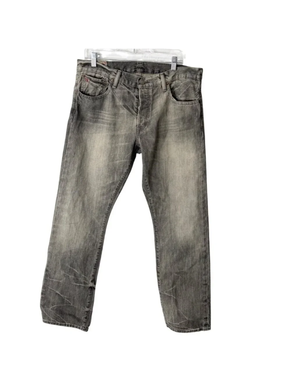 Polo Ralph Lauren Mens 34x30 Varick Slim Straight Jeans Gray Denim Button-Fly